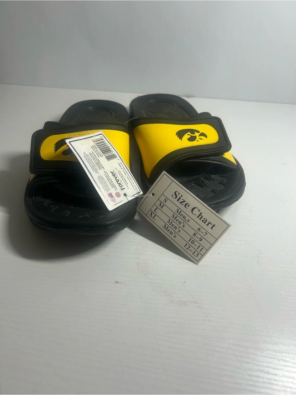 Forever Collectibles Yellow and Black Slide Sandals